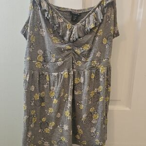 Torrid Gray and Yellow Floral Shirt